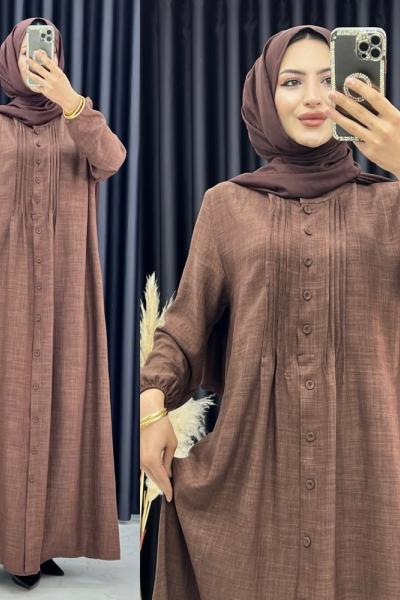 3340 Sera Elbise Kahverengi Kahverengi