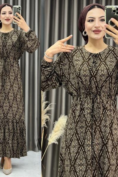 3360 Çağla Elbise Kahverengi Kahverengi