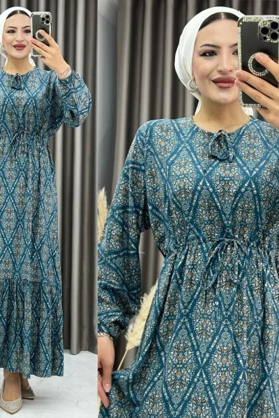 3360 Çağla Elbise Petrol Yeşili Petrol Yeşili