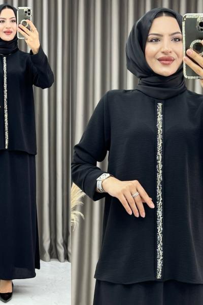 3371 Sedef Etekli Takım Siyah Siyah