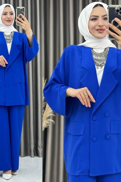 3377 Maryelina Takım Saks Mavisi Saks Mavisi
