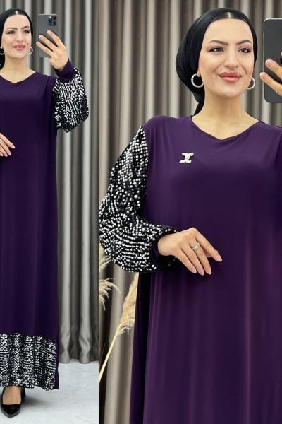 3386 Payet Elbise Mor Mor