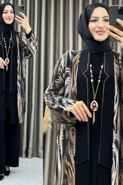 3394  Nergiz 3 lü takım Siyah Siyah