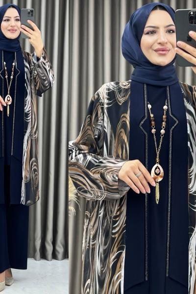 3394  Nergiz 3 lü takım Lacivert Lacivert