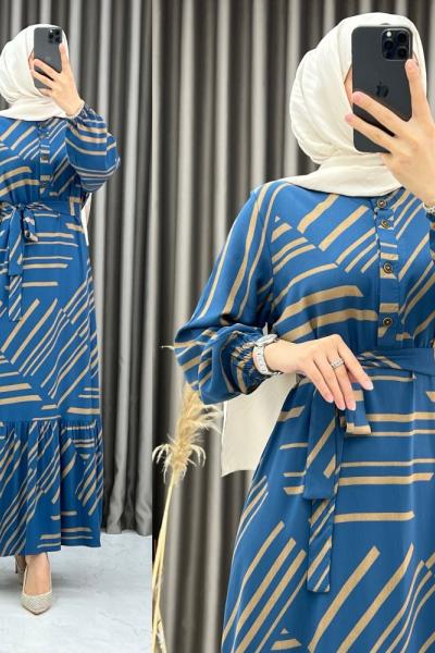 3413 Zebra elbise İNDİGO İndigo