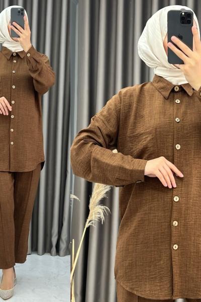 3426 Ecrin Takım Kahverengi Kahverengi