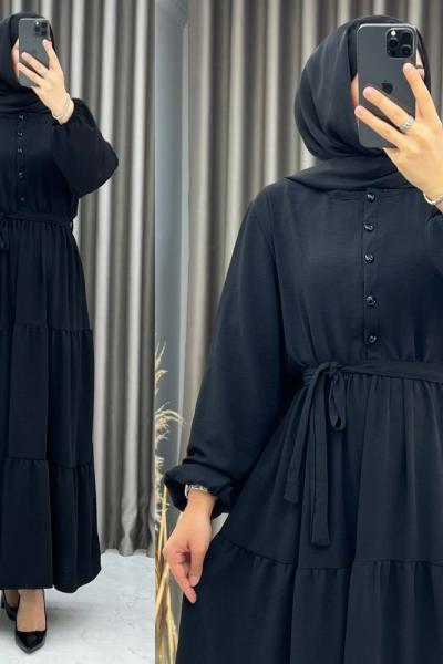 3444 Sümer Elbise Siyah Siyah
