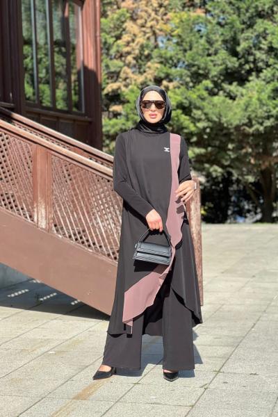 Sündüs Takım  siyah-gül