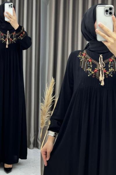 3460 Meliha Elbise Siyah Siyah