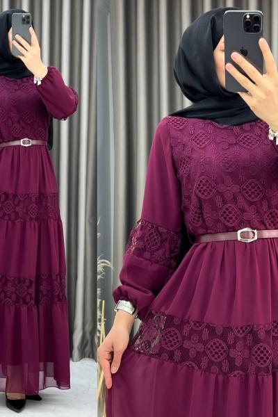 3464 Zümrüt Elbise Vişne Vişne