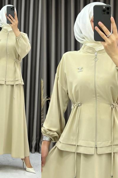 3467 Güneş Etekli Takım Bej Bej