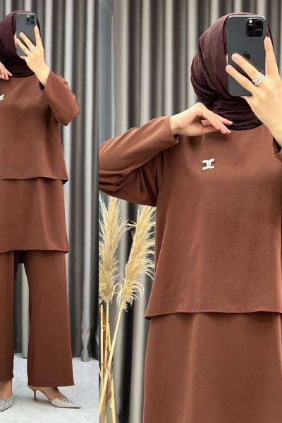 3471 Glam Takım Kahverengi Kahverengi