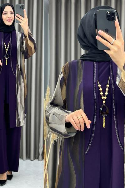 3476 İpek 3 lü Takım Mor Mor