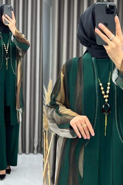 3476 İpek 3 lü Takım Zümrüt