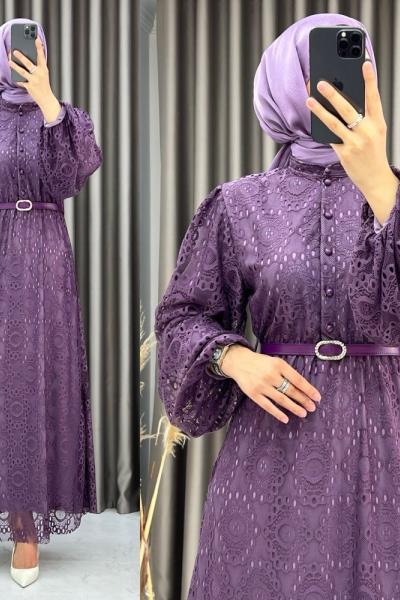 3485 Şahika Elbise lila Lila