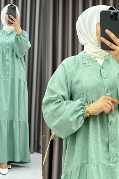 3505 Saniye Elbise Mint Mint Yeşili