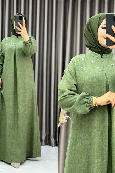 3510 Medy A Pile Elbise Haki Haki