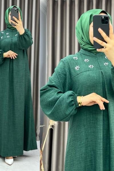 3510 Medy A Pile Elbise Zümrüt Zümrüt