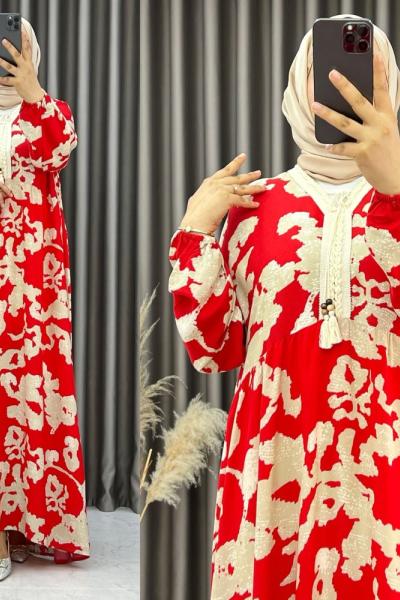 3530 Kuram Elbise Nar çiçeği Nar Çiçeği