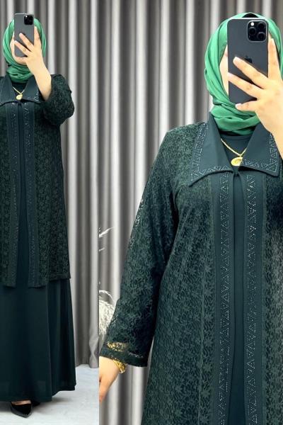 3534 Dantel Abiye Zümrüt  Zümrüt