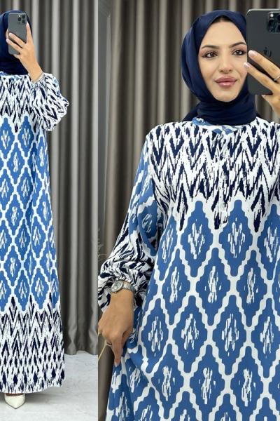 3541 Frekans Elbise Mavi Mavi