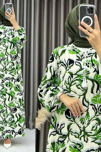 3548 Zarife Elbise Yeşil Yeşil