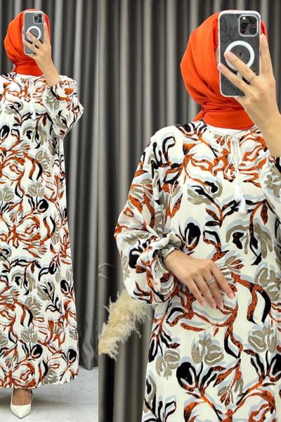 3548 Zarife Elbise Turuncu Turuncu