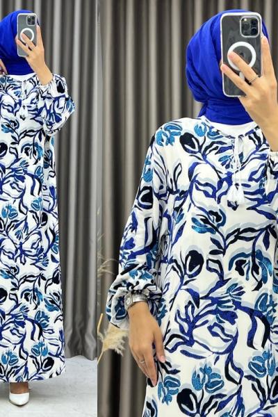 3548 Zarife Elbise Saks Saks Mavisi