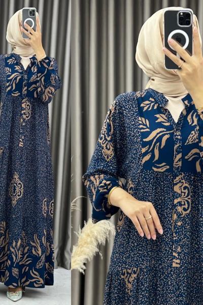 3550 Benek Elbise Mavi Mavi