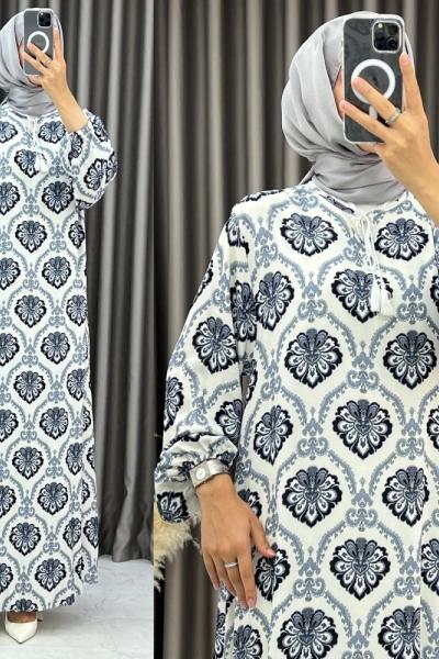 3552 Lale Elbise Gri Gri