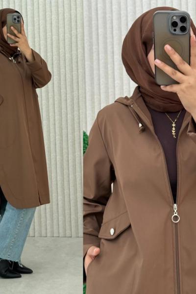 4057 Beren Trençkot Kahverengi