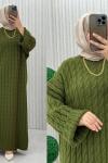 4072 Örgü Triko Elbise  Yeşil