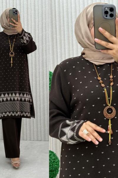 Ades Triko Takım Kahverengi