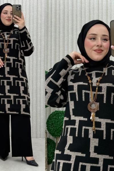 Afrodit Triko Pantolonlu Takım Siyah