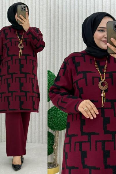 Afrodit Triko Pantolonlu Takım Bordo