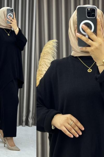 Akçan Triko Şalvar Takım Siyah Siyah