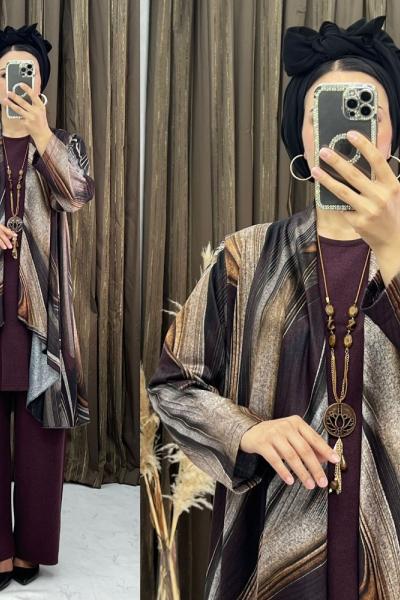 Altın 3 Lü Takım Mürdüm