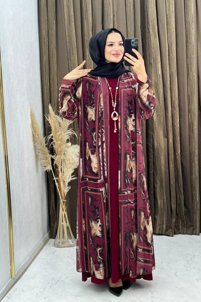 Arife Elbise Takım Bordo