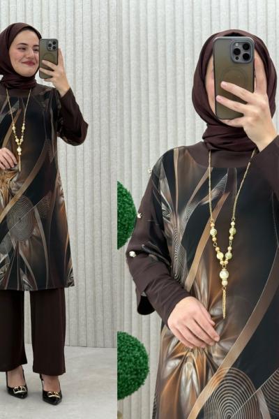 Arya 3’lü Takım Kahverengi