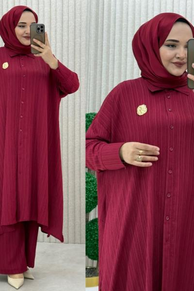 Arzu pantolonlu takım Bordo