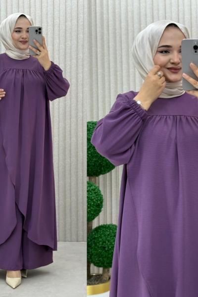 Asil pantolonlu takım Mor