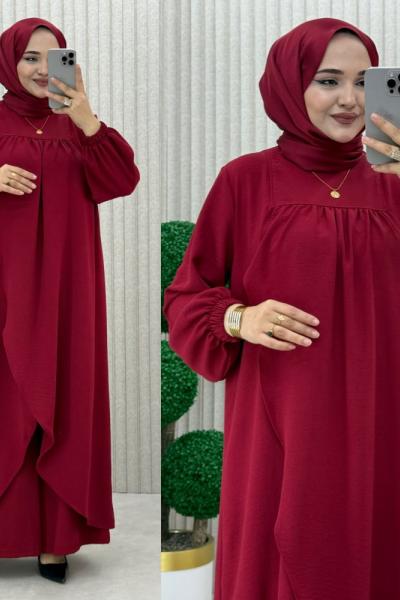 Asil pantolonlu takım Bordo