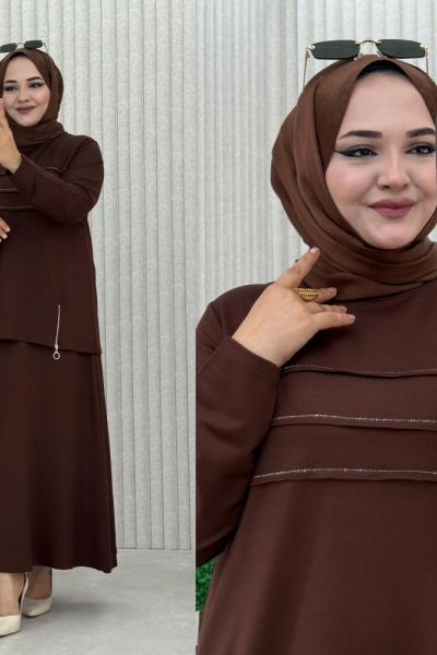 Aşkım Etekli Takım  Kahverengi