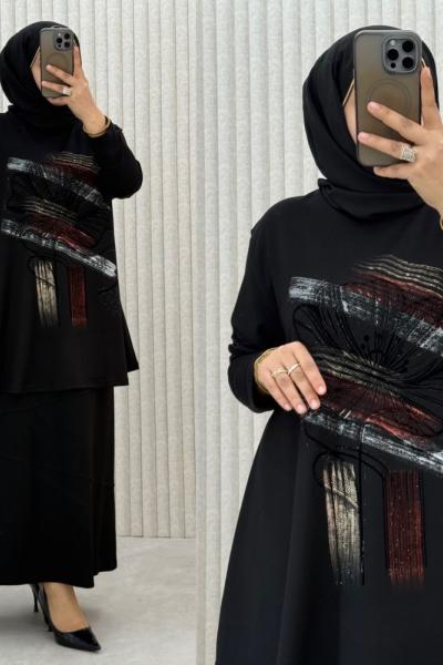 Berna Bluz siyah-gül