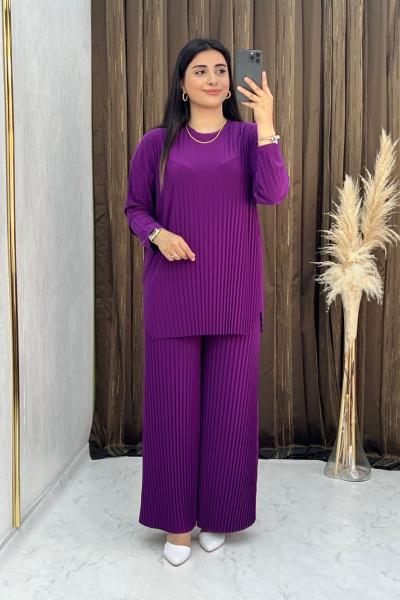 Berra Pantolonlu Takım Mor