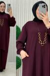 Binnaz pantolonlu takım Bordo