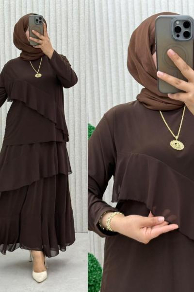 Ceviz Etekli Takım Kahverengi