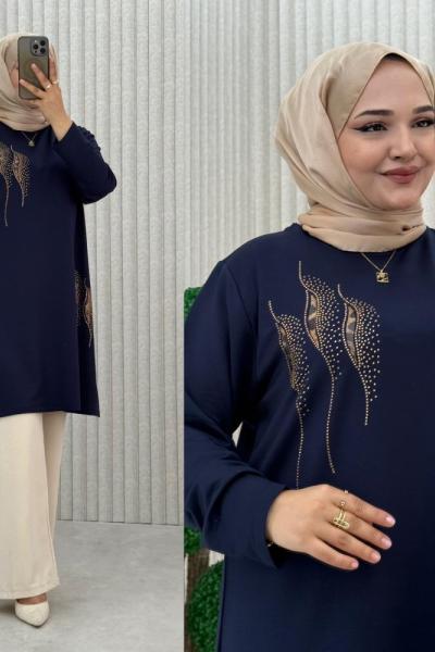 Çiçek Tunik Lacivert