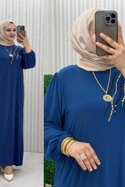 Çimen Elbise İndigo