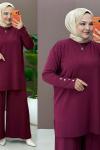 Dila Pantolonlu Takım Bordo